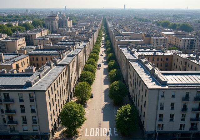 Vue aérienne d'un quartier de Lyon prise par un drone professionnel